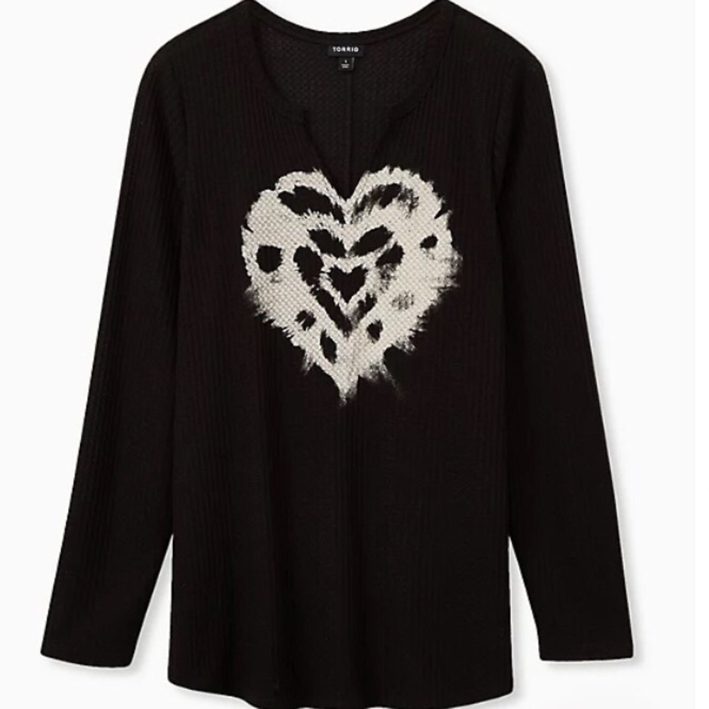 Torrid Tie Dye Heart Waffle Knit Long Sleeve Shirt